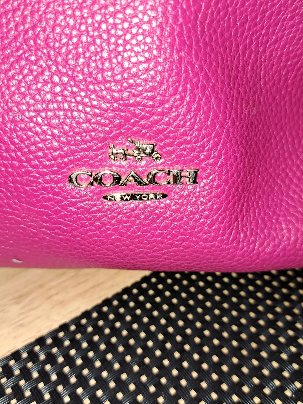 Coach Pebbled Leather Shoulder Bag in Fuchsia Pink